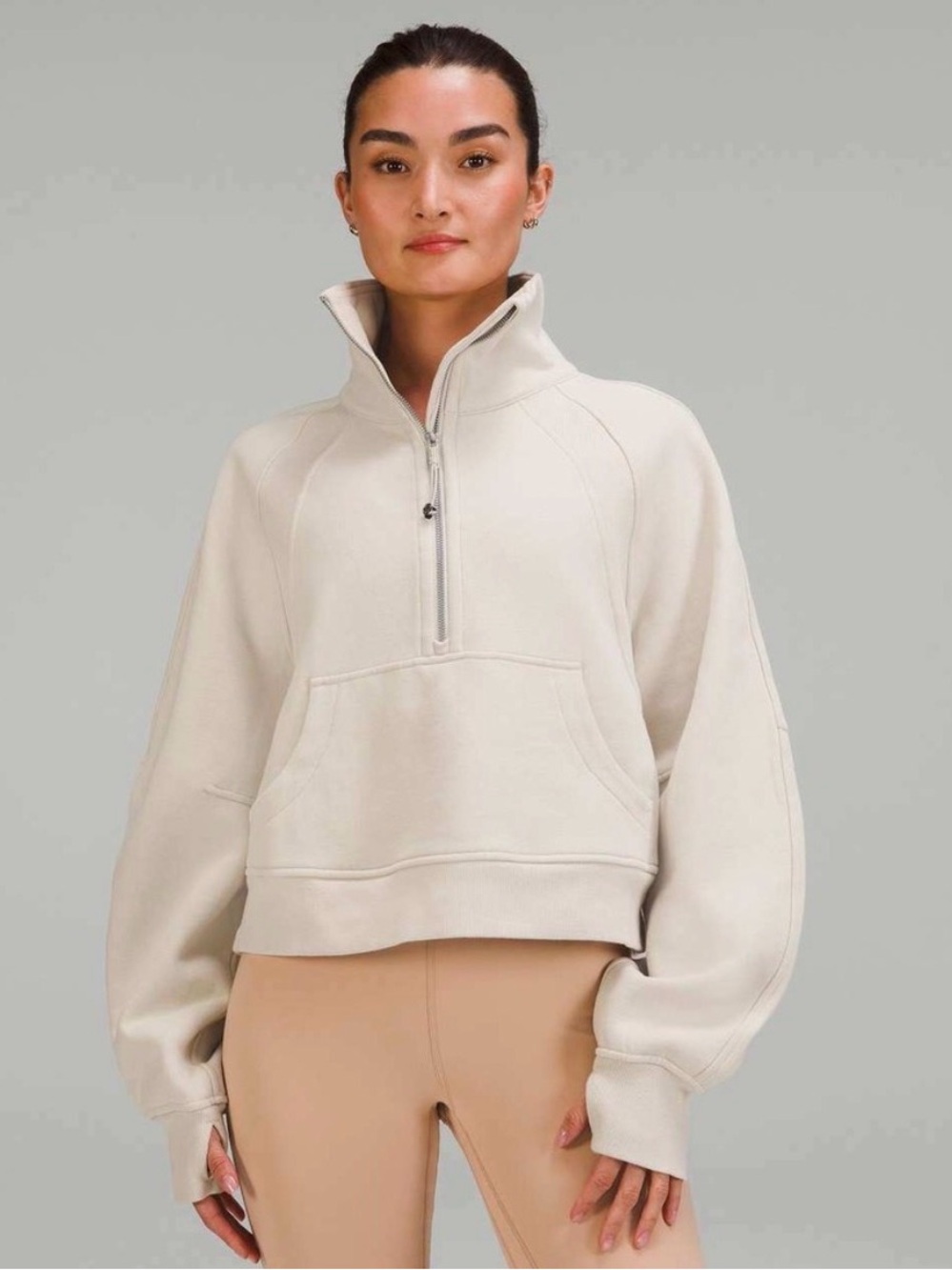 Lululemon Scuba Oversized
Funnel-Neck Half Zip - Size M/
L - Natural Ivory